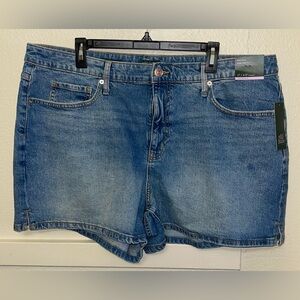 Blue Mid-Rise Denim Shorts